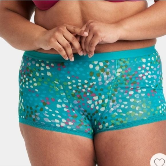 Auden Other - Auden Women's Lace Trim Cotton Boxer Shorts multicolors 2X